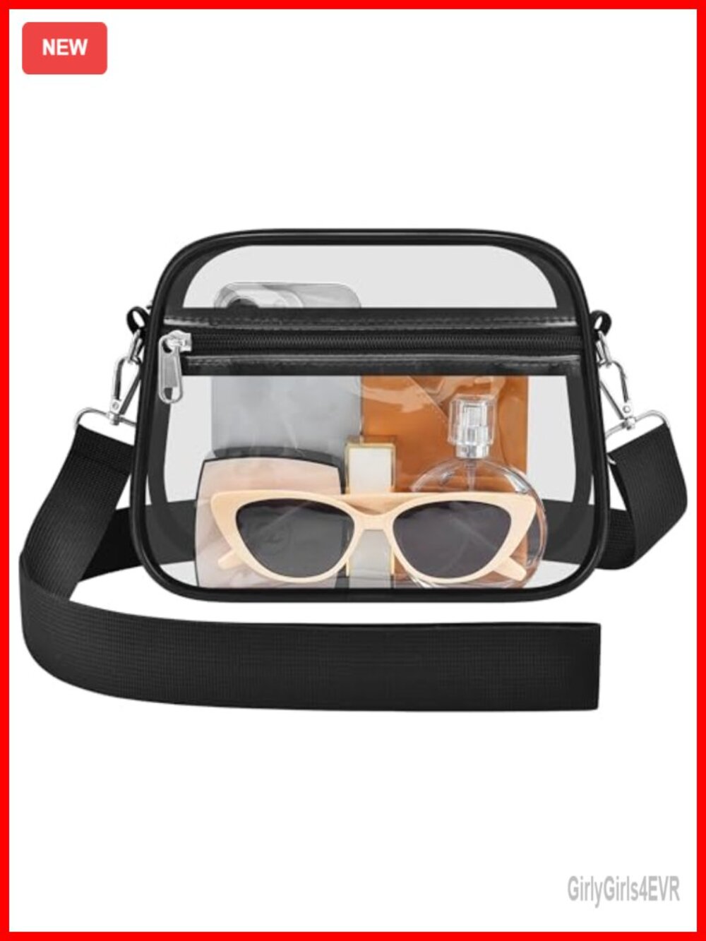 Clear Stadium Approved Bag Top-Handle Handbag PVC Nylon Shoulder Crossbody